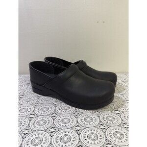 Dansko Black Leather Slip On Clogs Comfort Shoes Men's Size 47 (13.5-14)